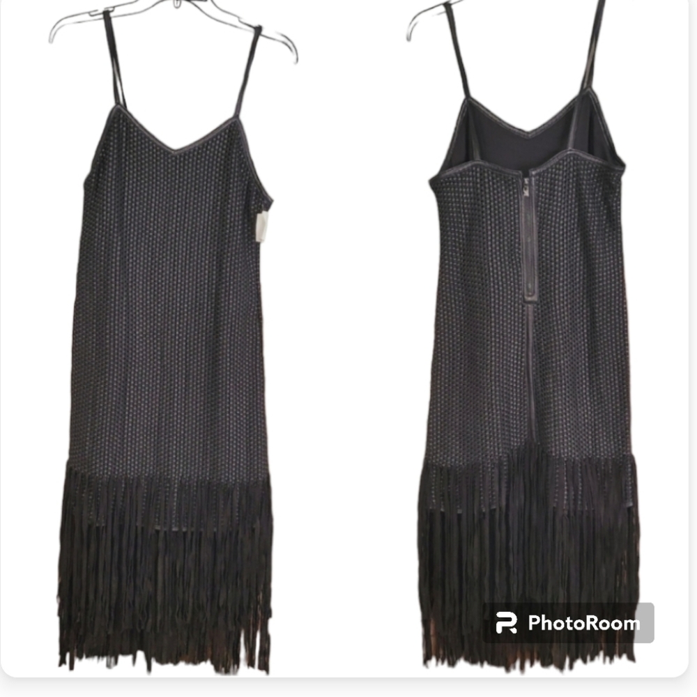 Haute Hippie Black Fringe Knit Midi Slip Dress - Picture 7 of 15